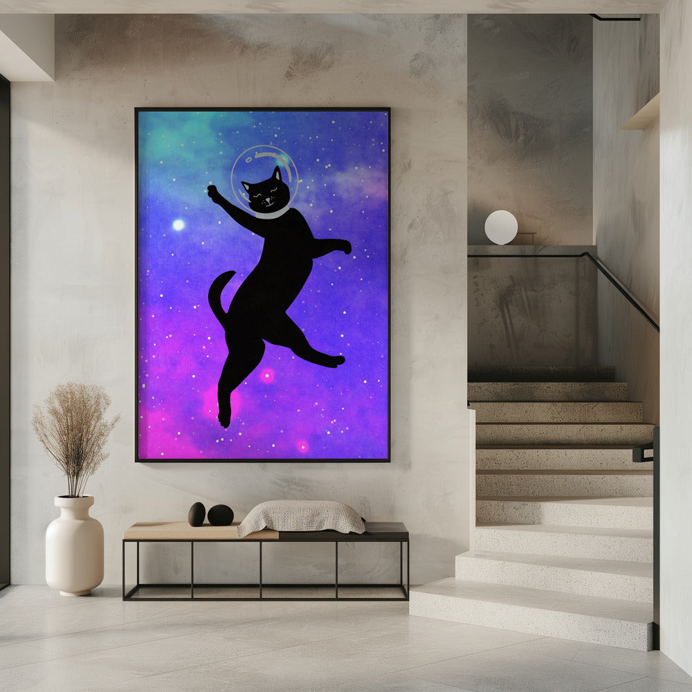 Glückliche Weltraumkatze | Poster