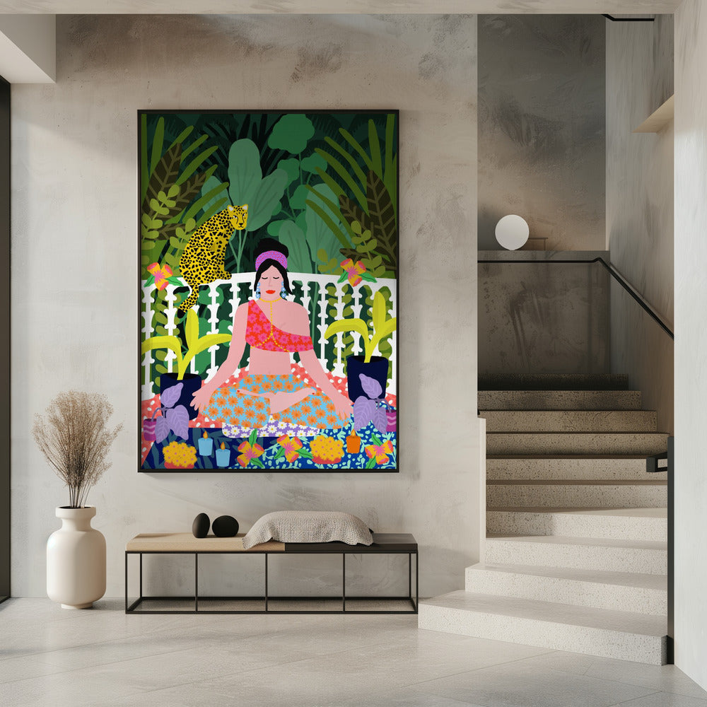 Frau im Lotussitz | Poster