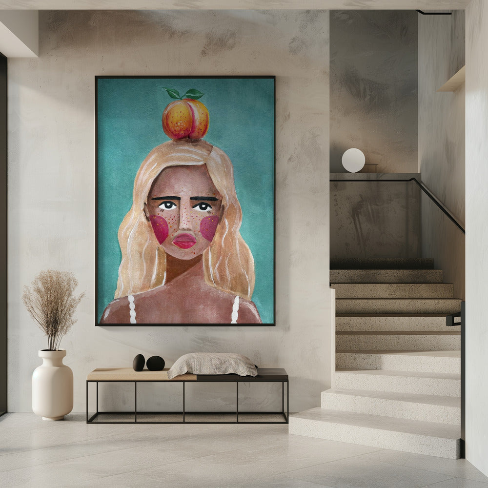 Woman With Peach | Poster