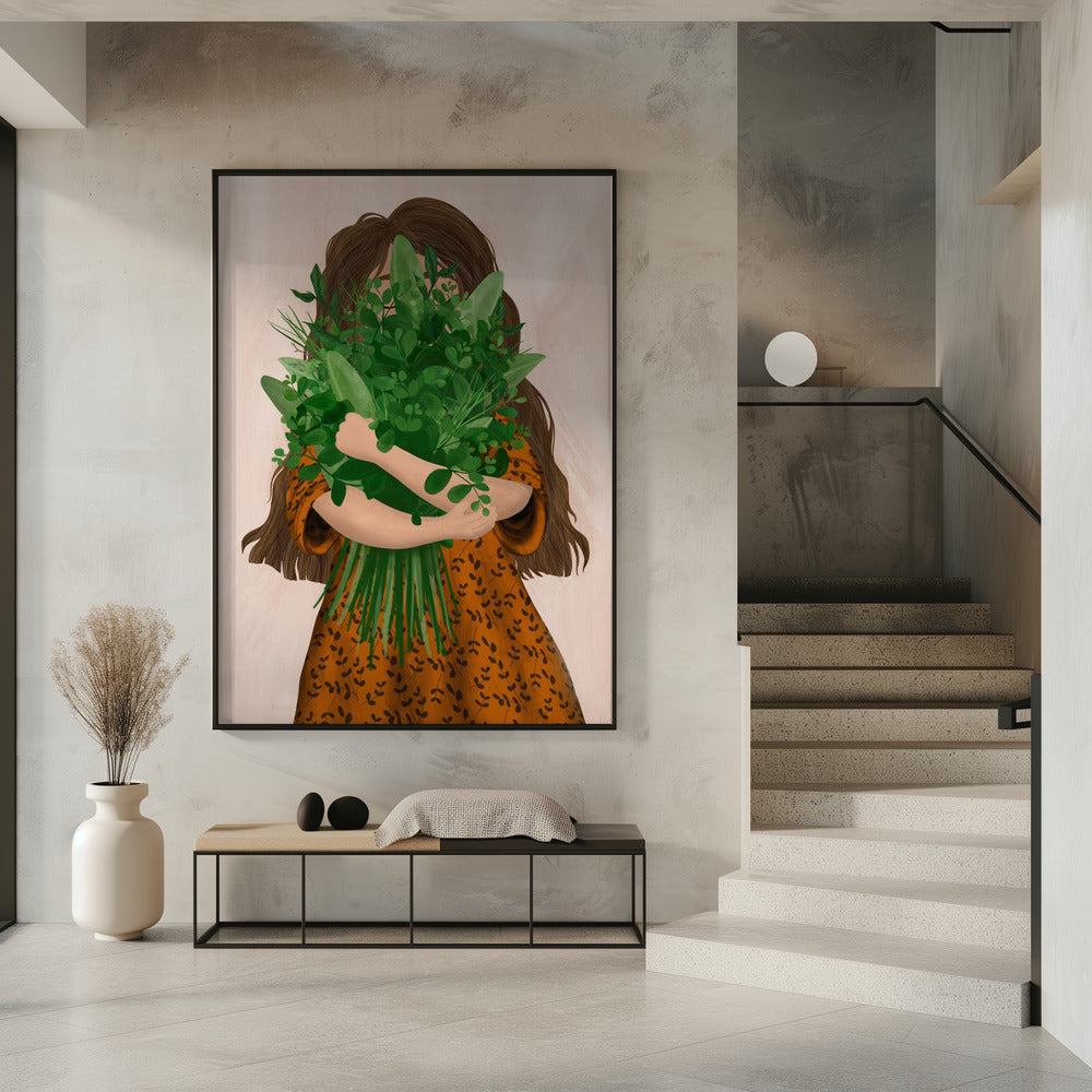 Mädchen mit Blumenstrauß | Poster