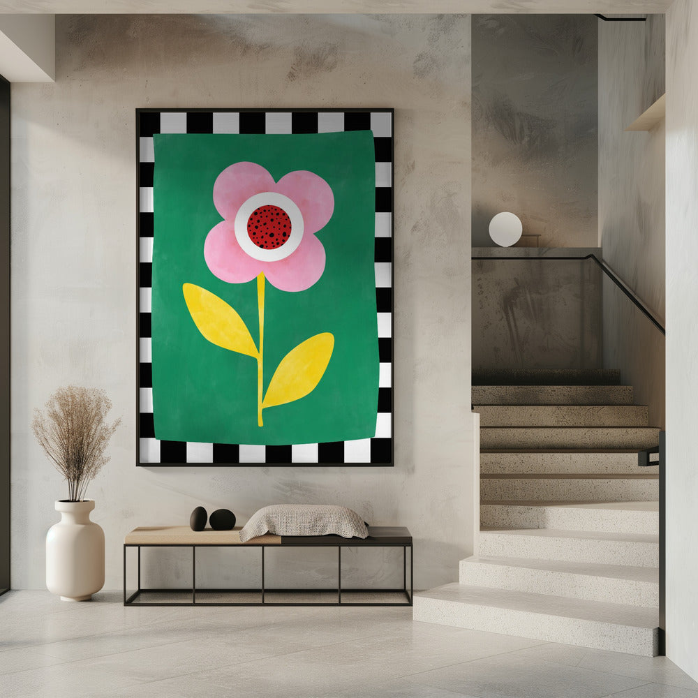 Rosa Blume mit gelben Blättern | Poster