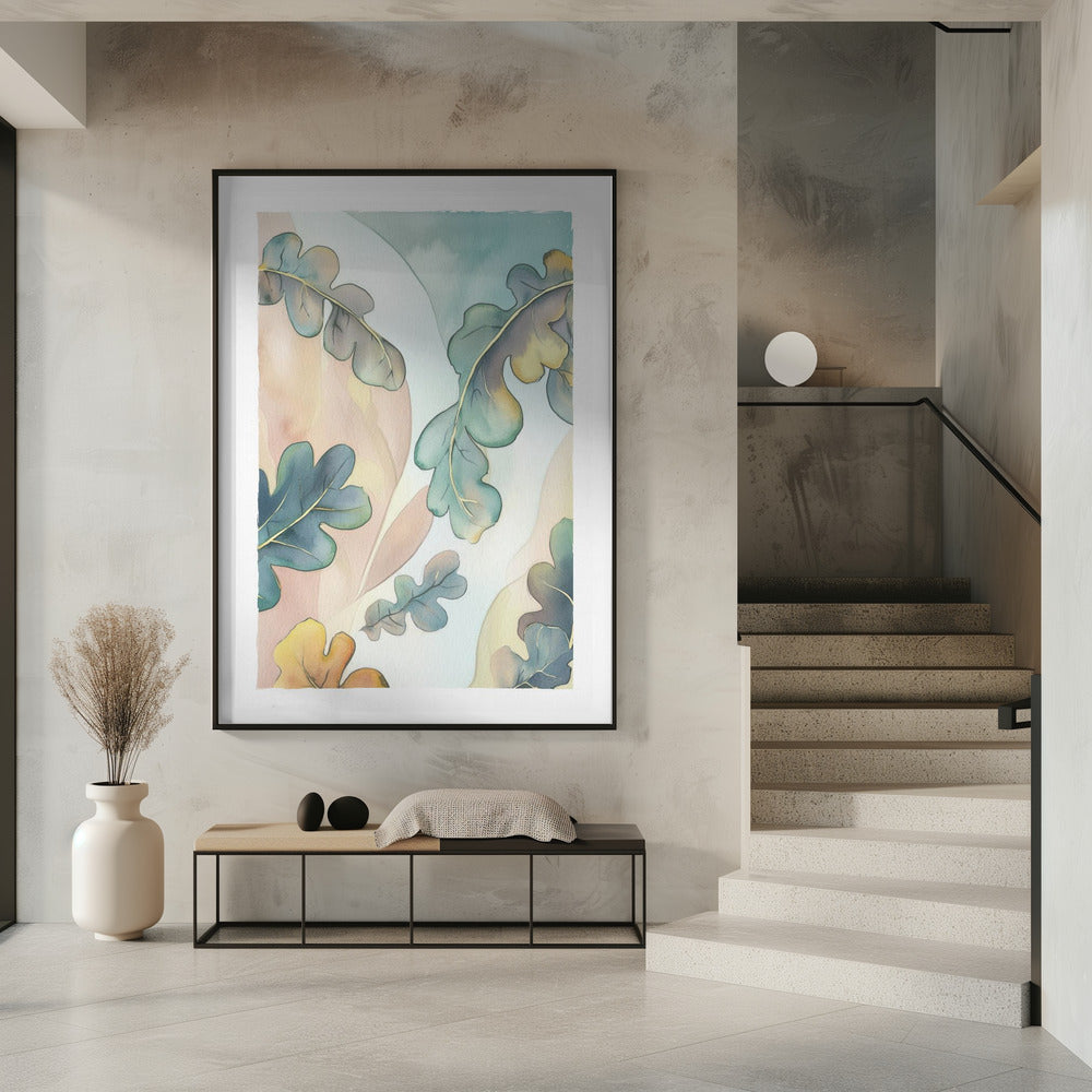 Watercolor Oak Leafs | Poster
