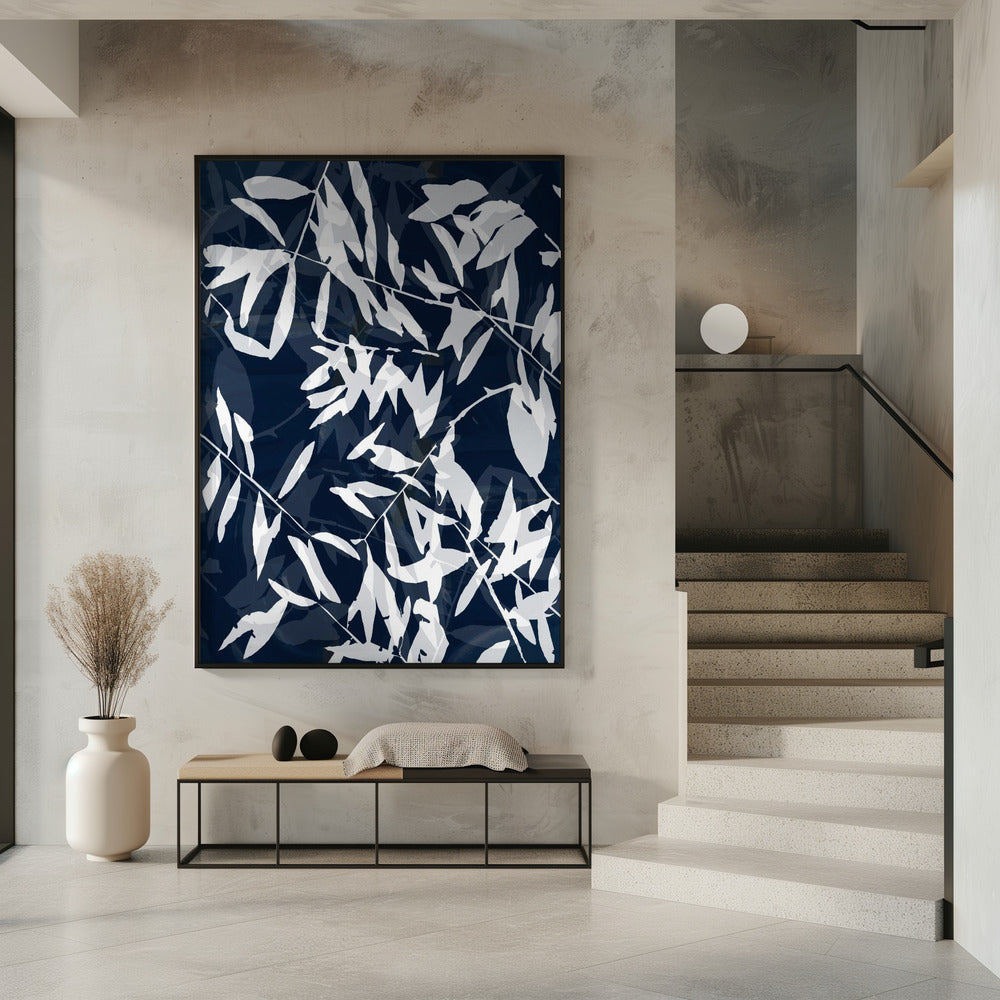 Navy White Bamboo 1 | Poster