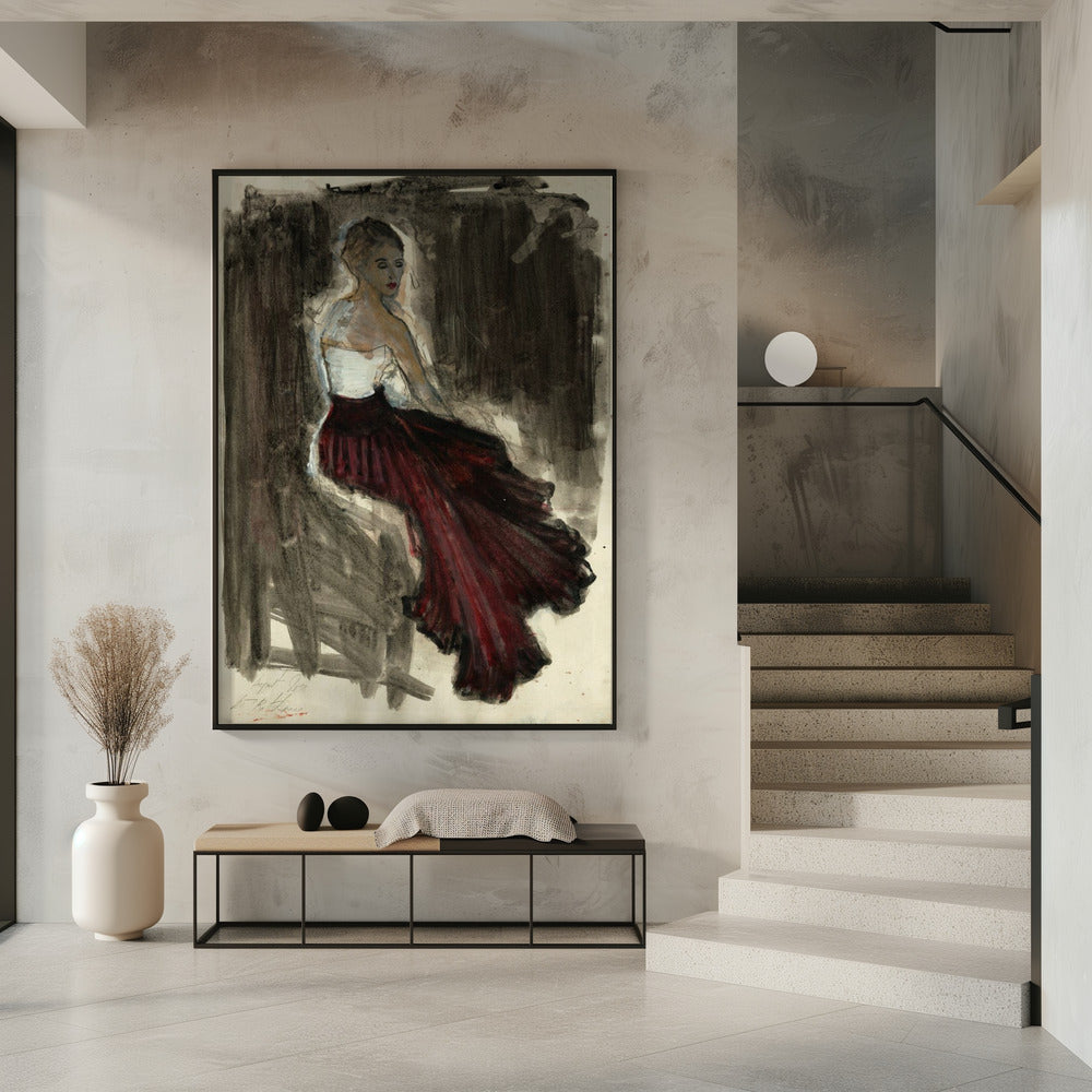 Eine Frau in einem roten, wallenden Rock | Poster