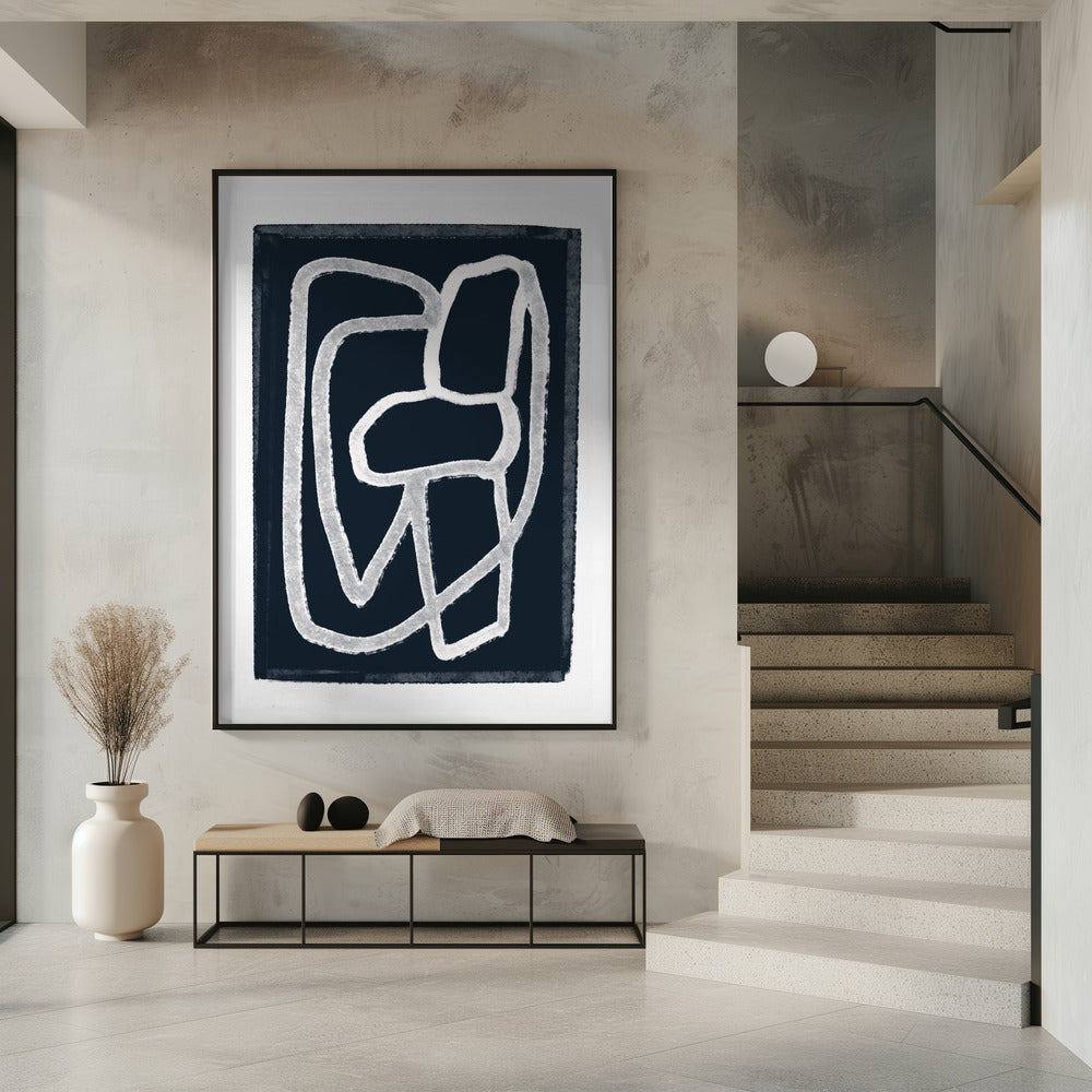 Marineblaue abstrakte Linien | Poster