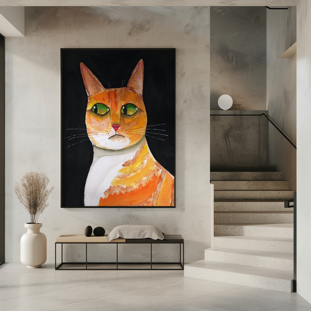 Seitenaugen-Katze Nahaufnahme Ingwerkatze | Poster