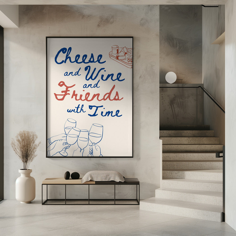 Cheese and wine..., Text + Illustration | Poster