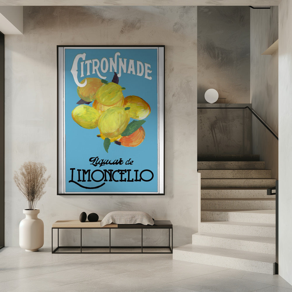 Citronnade Limoncello auf Blau und Schwarz | Poster