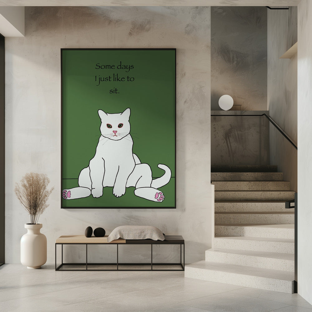 Weiße Katze mit Zitat | Poster