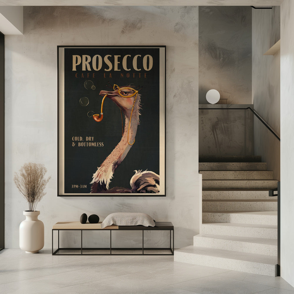 Art Deco Prosecco Wandkunst eines Straußes | Poster