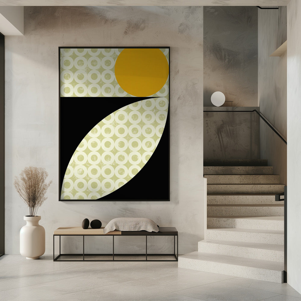 Geometrische Formen mit einem kräftigen gelben Kreis | Poster
