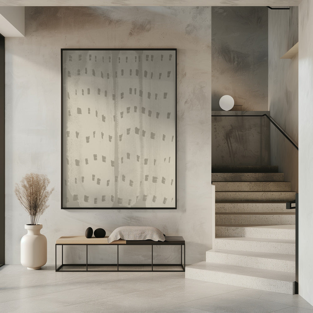 Sanfter Wellenrhythmus – Wabi-Sabi Muster in Beige | Poster