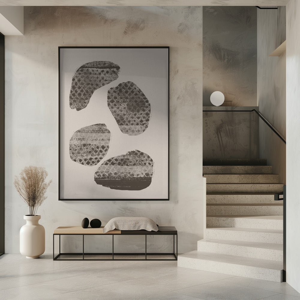 Stonescape – Abstract Organic Shapes in Taupe and Brown | Poster