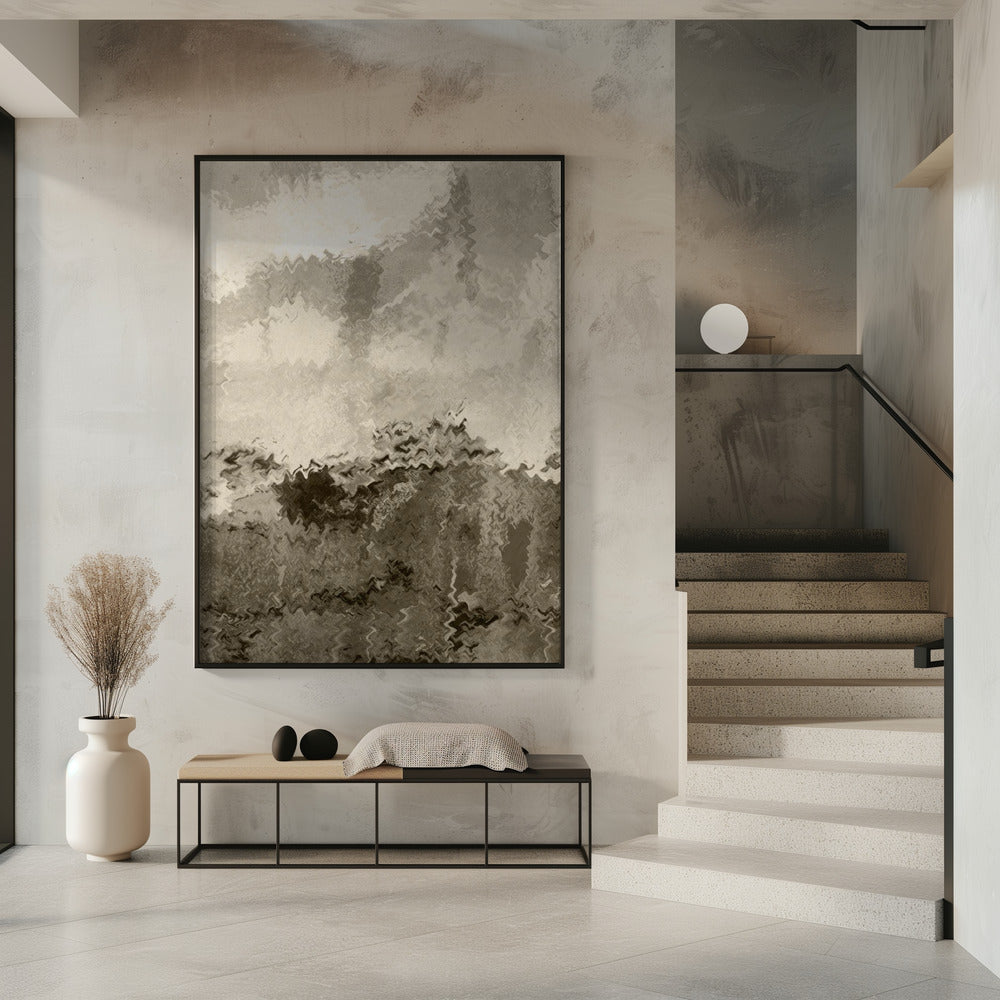 Über den Hügeln. Reflexionen. Abstrakte Landschaft in neutralen Farben Nr. 2 | Poster
