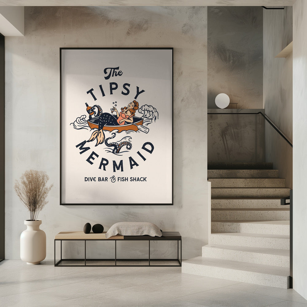Tipsy Mermaid Dive Bar Mermaid Art | Poster