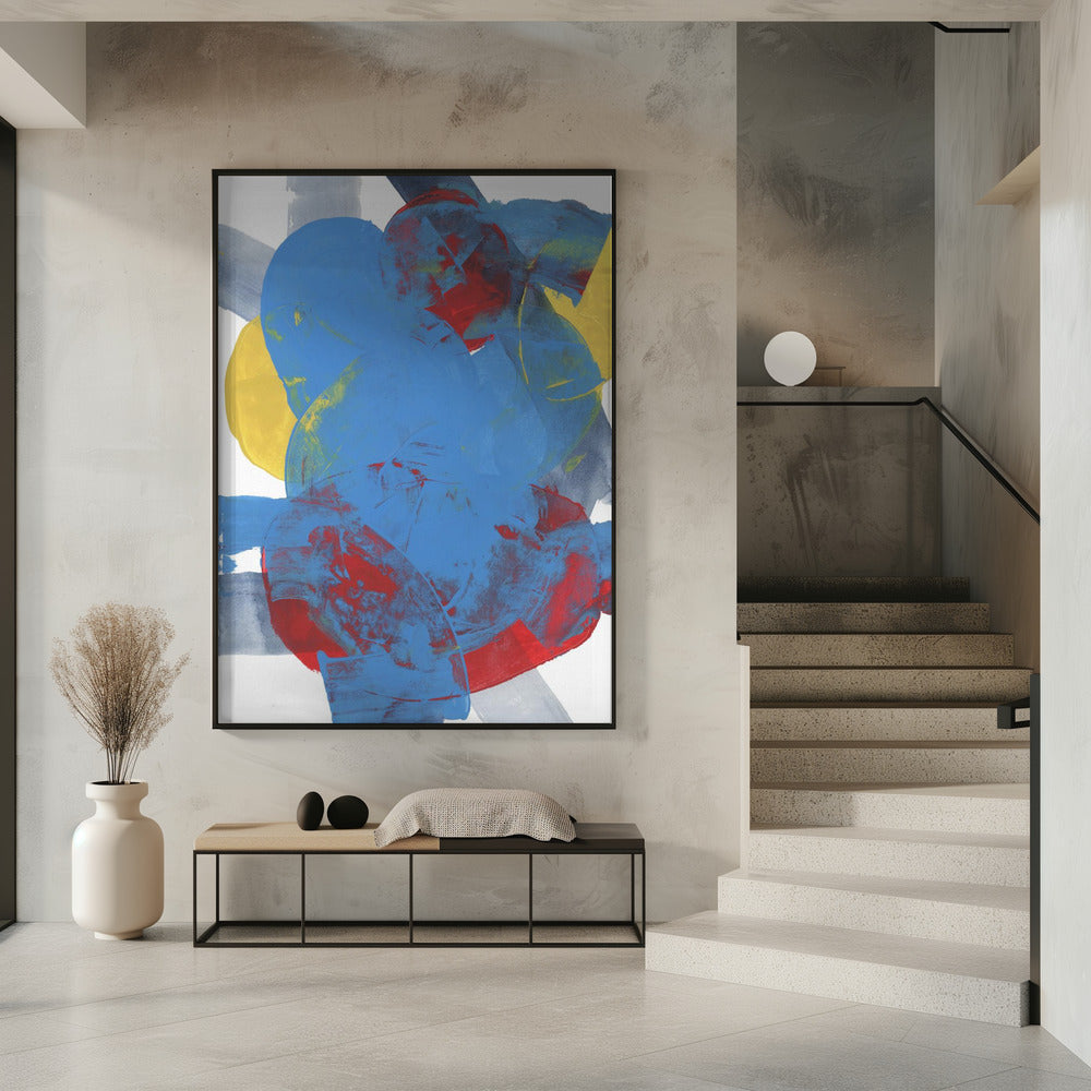 Abstract Blue Red Yellow Shapes 2 | Poster