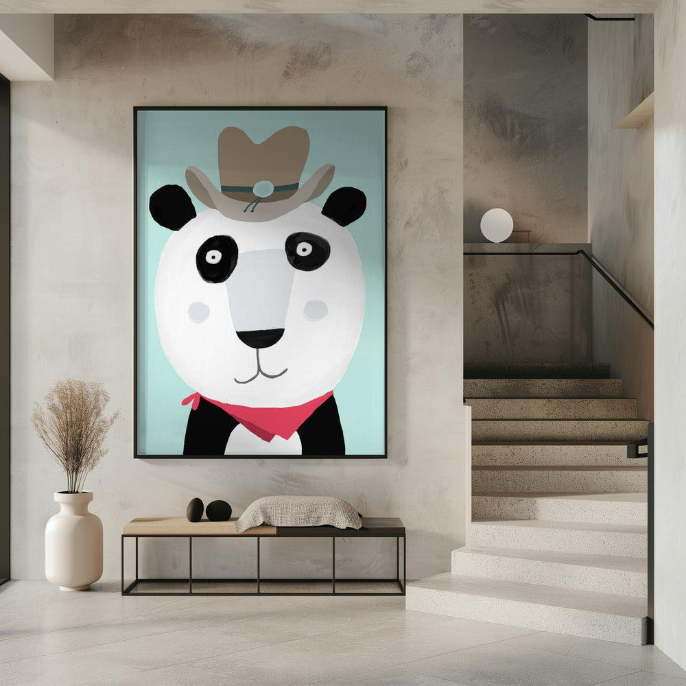 Lustiger Panda mit Cowboyhut von der Künstlerin Carla Daly | Poster
