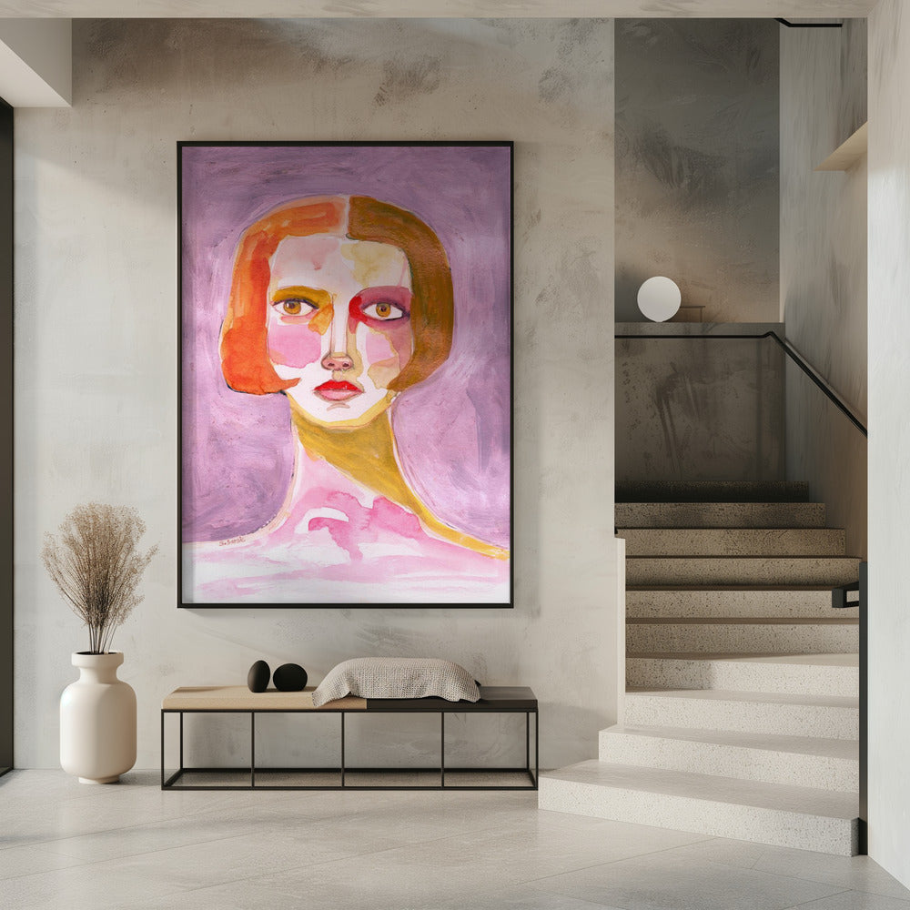 Lady with Bob haircut Mauve Lilac | Poster