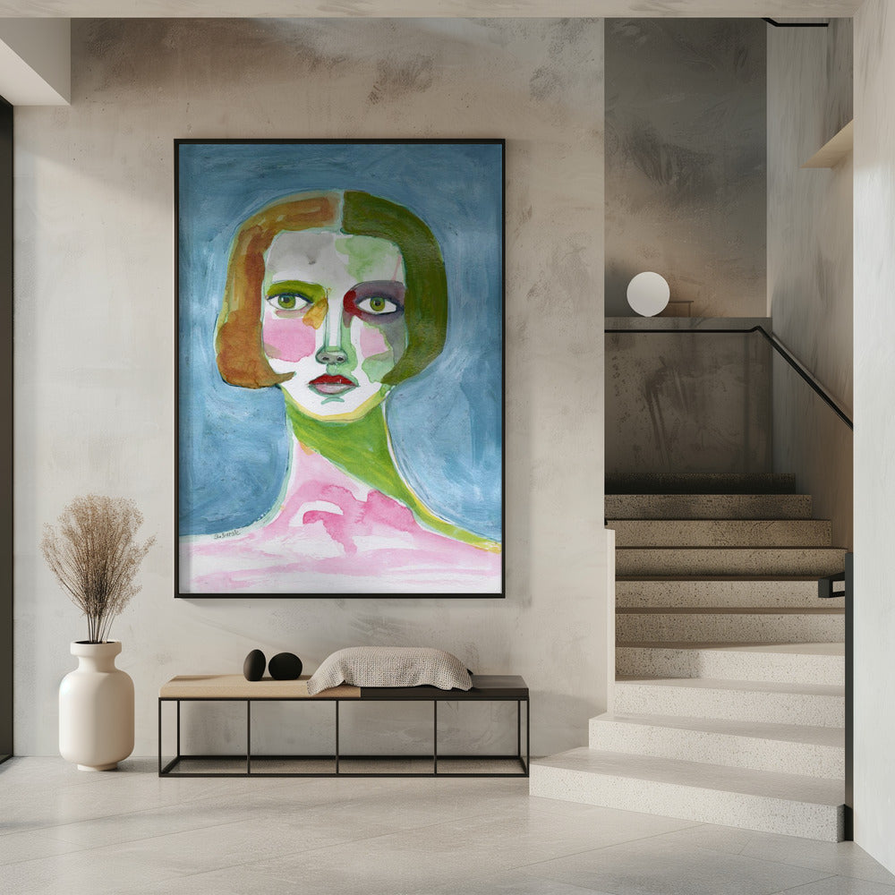 Dame mit Bob-Haarschnitt Blau | Poster