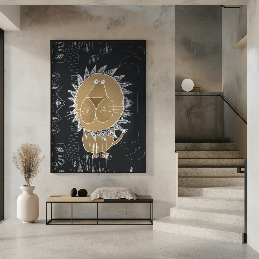 Süßer Löwe mit Dschungel-Doodle von der Künstlerin Carla Daly | Poster