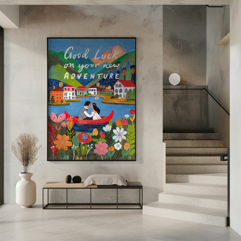 Frisch verheiratetes Paar in einem Boot | Poster