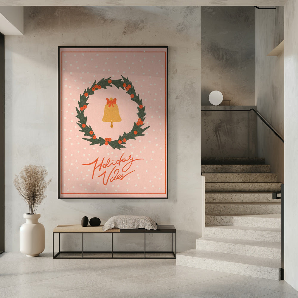 Christmas wreath with bell and bow | Poster