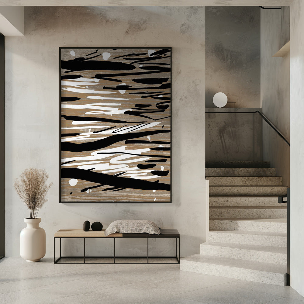 Black And White Brushstrokes | Poster