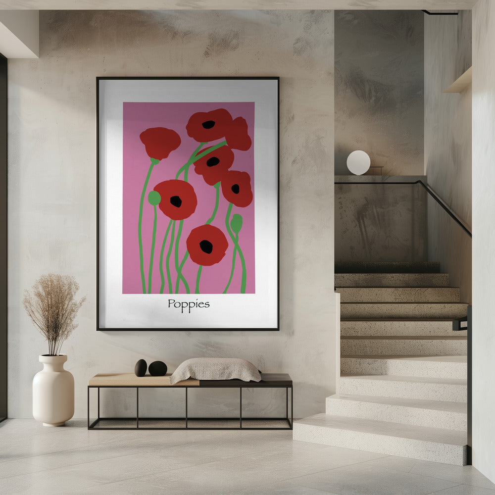 Mohnblumen rosa und rot | Poster