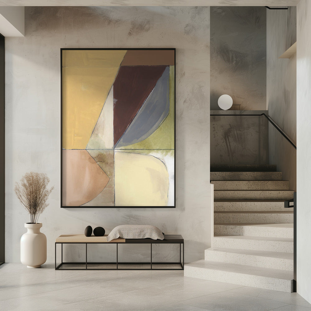 Altrosa Gelb Abstrakt Nr. 2 Kunstdruck | Poster