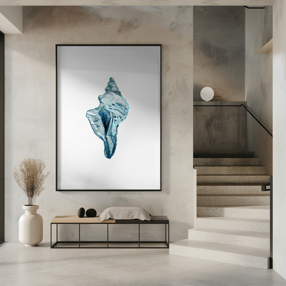 Blaue Muschel auf weißem Hintergrund Nr. 4 | Poster