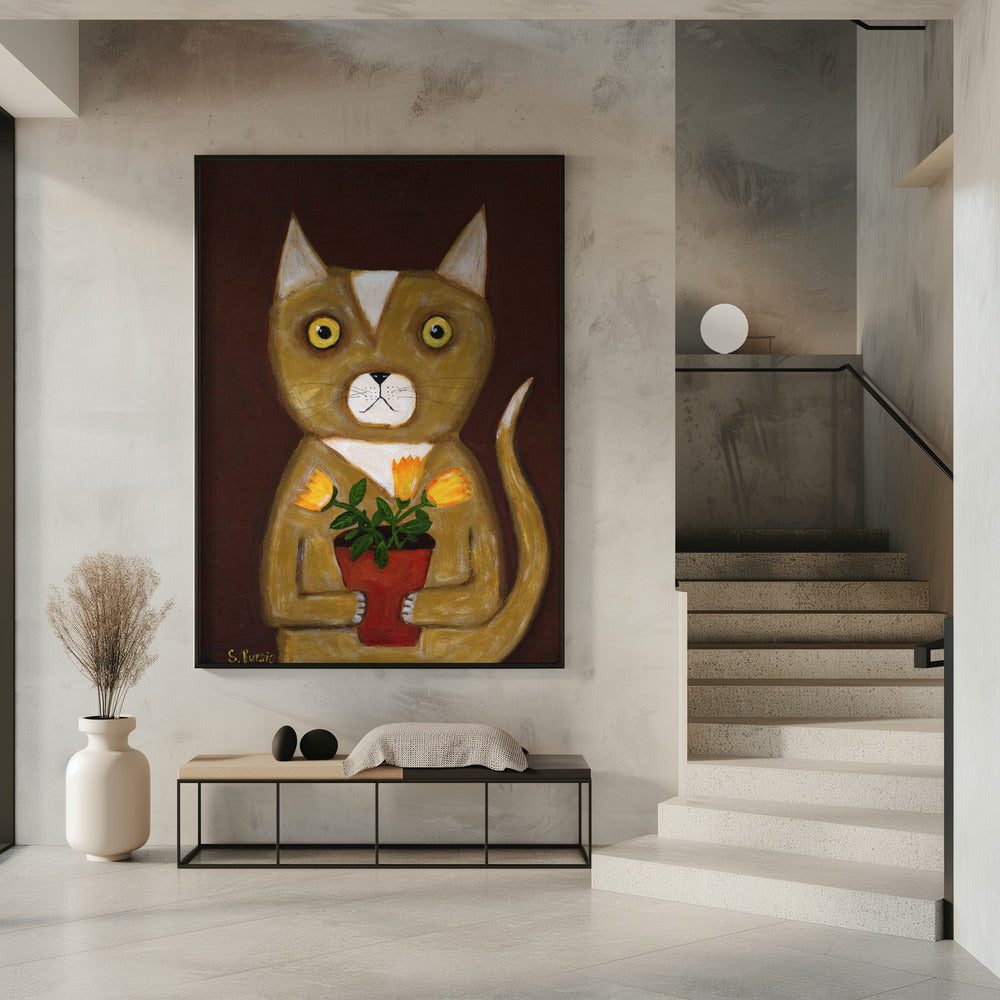 Topfpflanze Katze | Poster