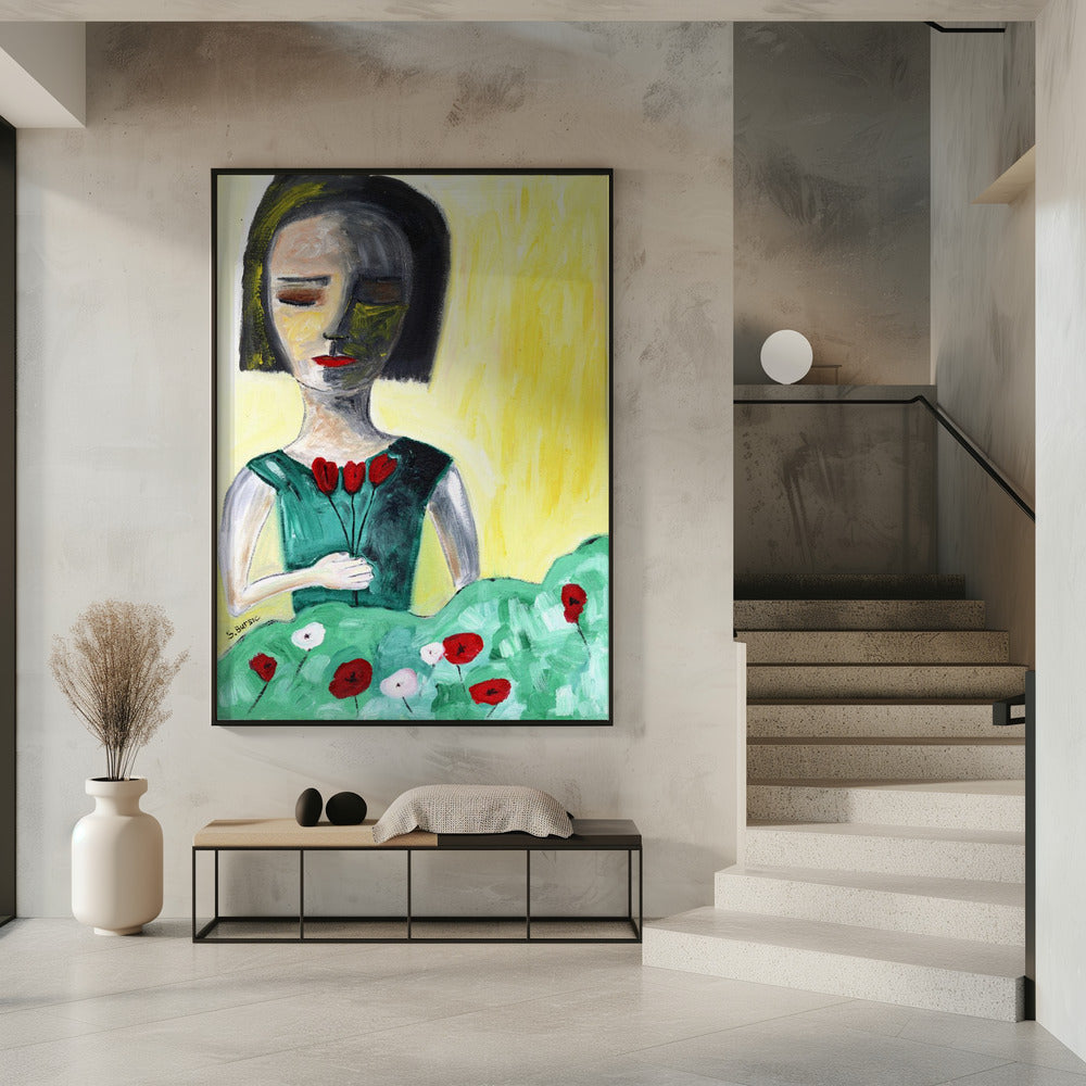 Dame im Garten | Poster