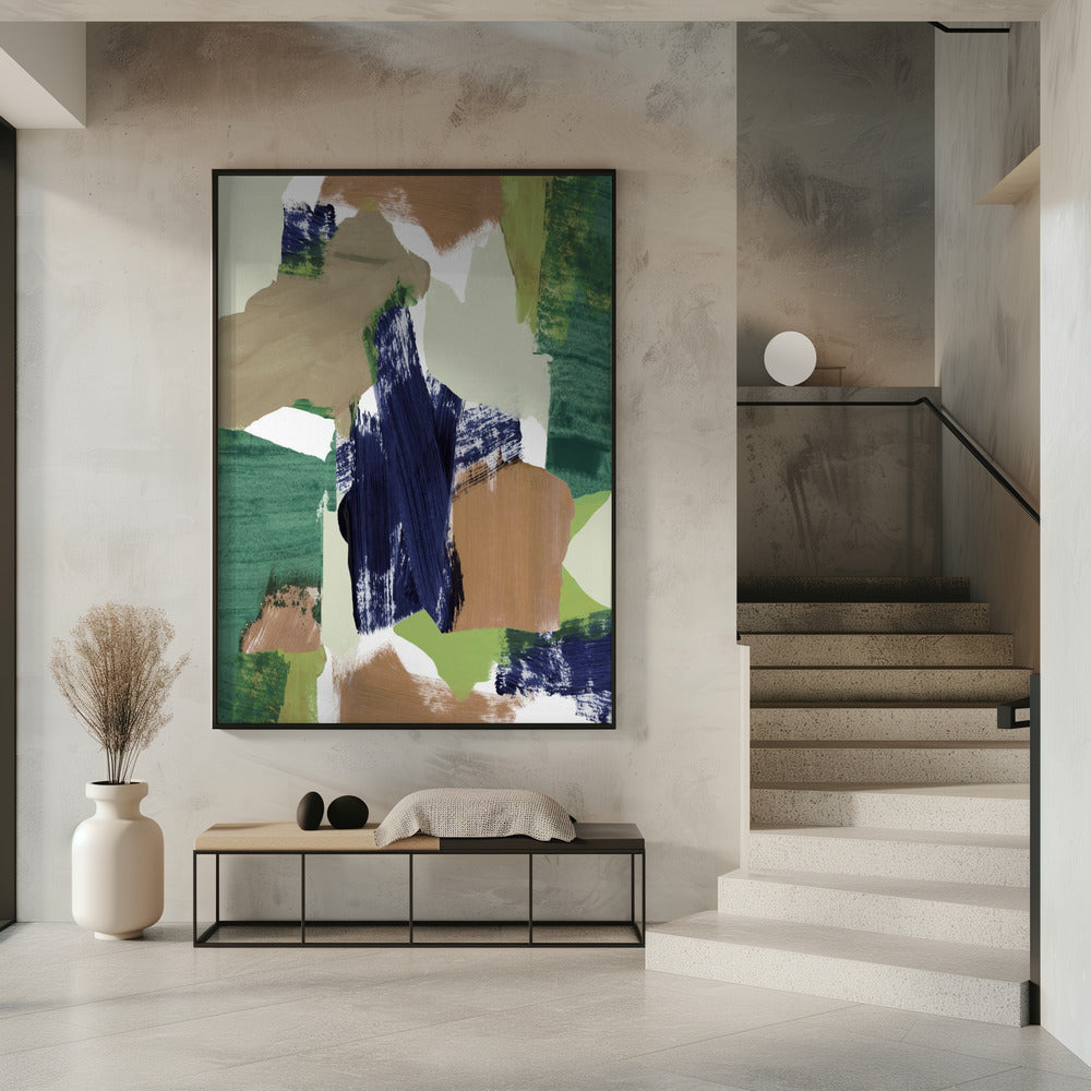 Abstrakt Blau Grün Beige Nr. 2 | Poster