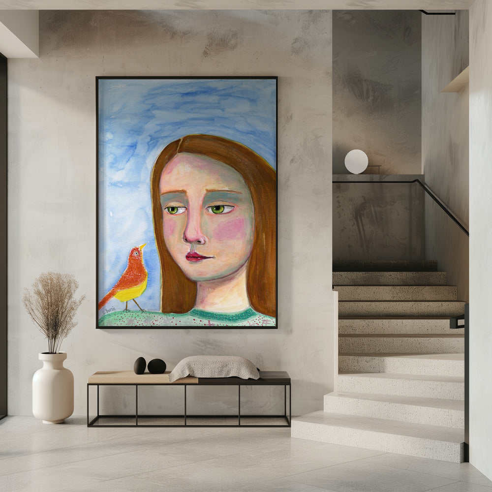 Dame mit kleinem Vogel | Poster