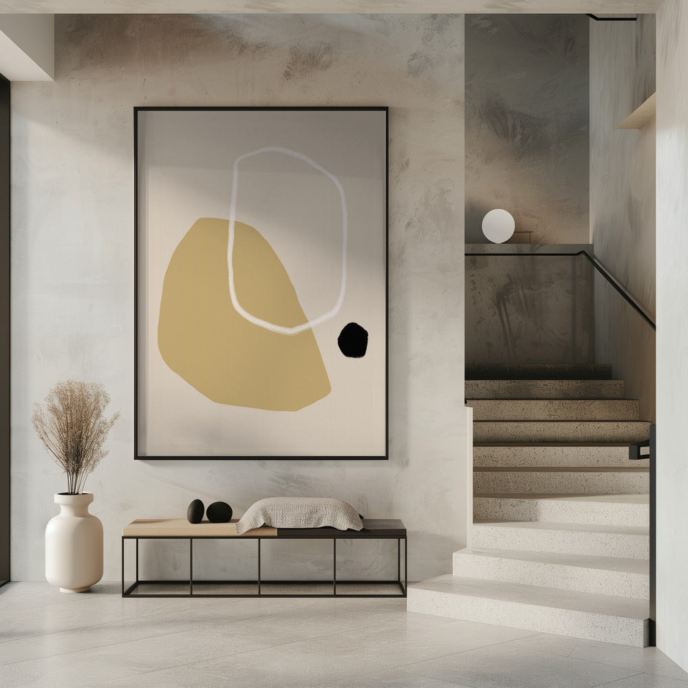 Beige und schwarze geometrische Formen | Poster