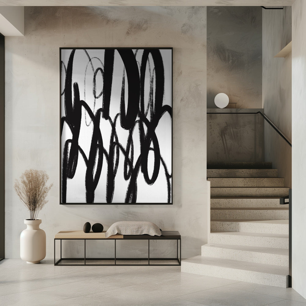 Schwarz-weiße Pinselstriche | Poster