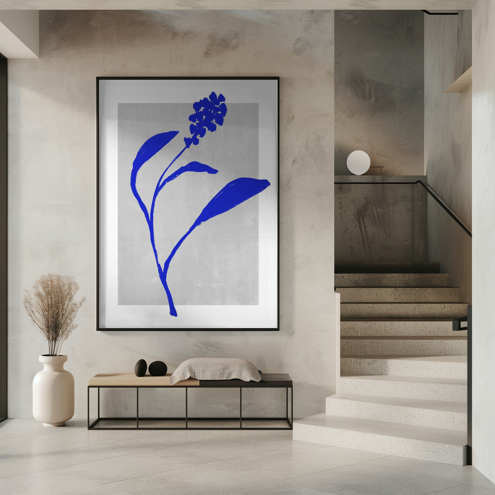 Azurblaue Blütensilhouette | Poster