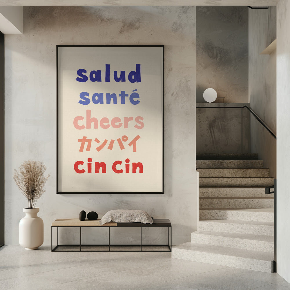 Prost Typografie - Salud Santé Prost Kanpai Cin cin | Poster