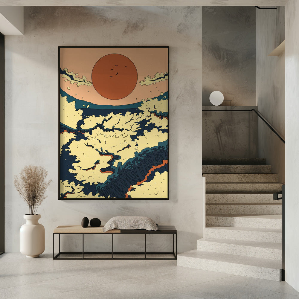 Abstrakter japanischer Sonnenuntergang | Poster