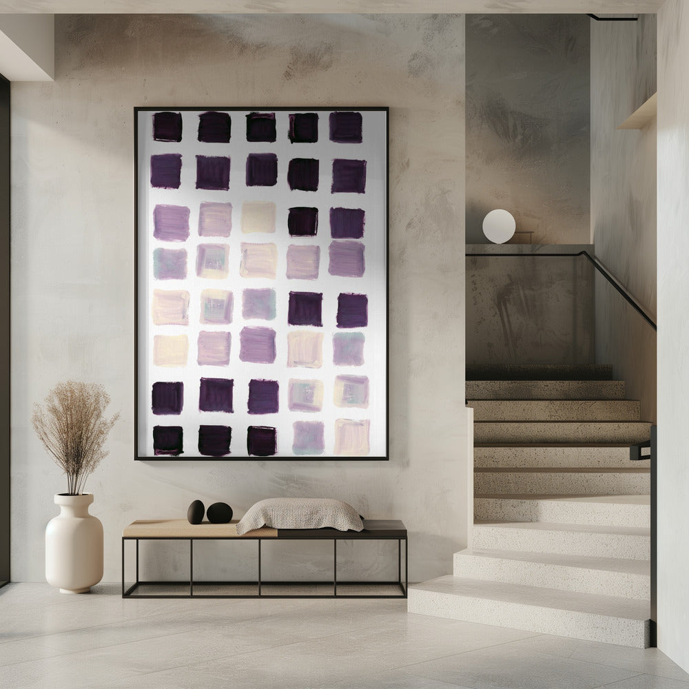 Lila kariertes Quadrat Poster