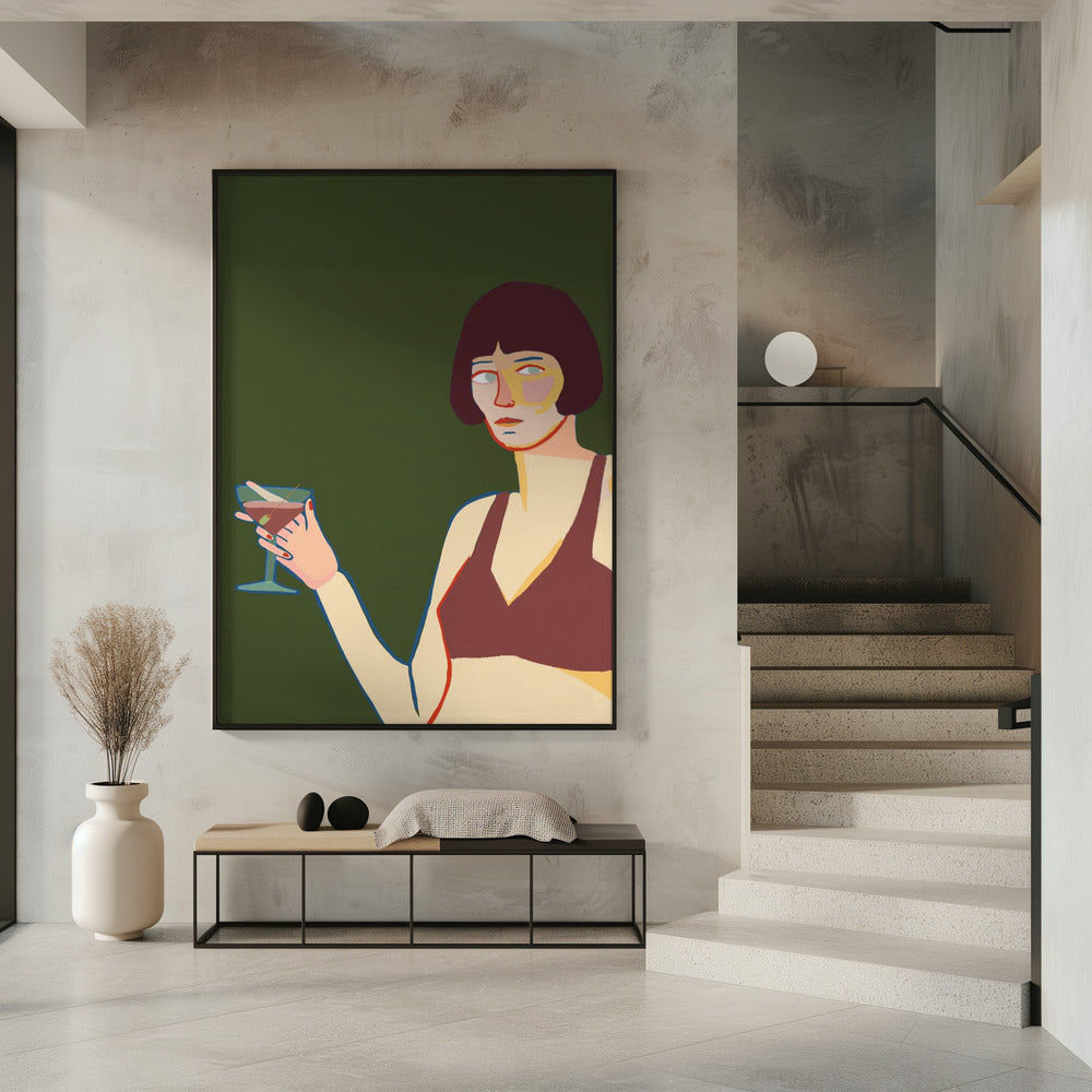 Dame mit Cocktail Martini | Poster