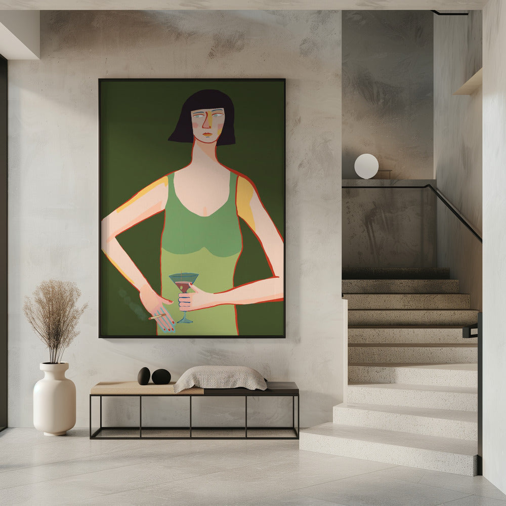 Dame mit Cocktail | Poster