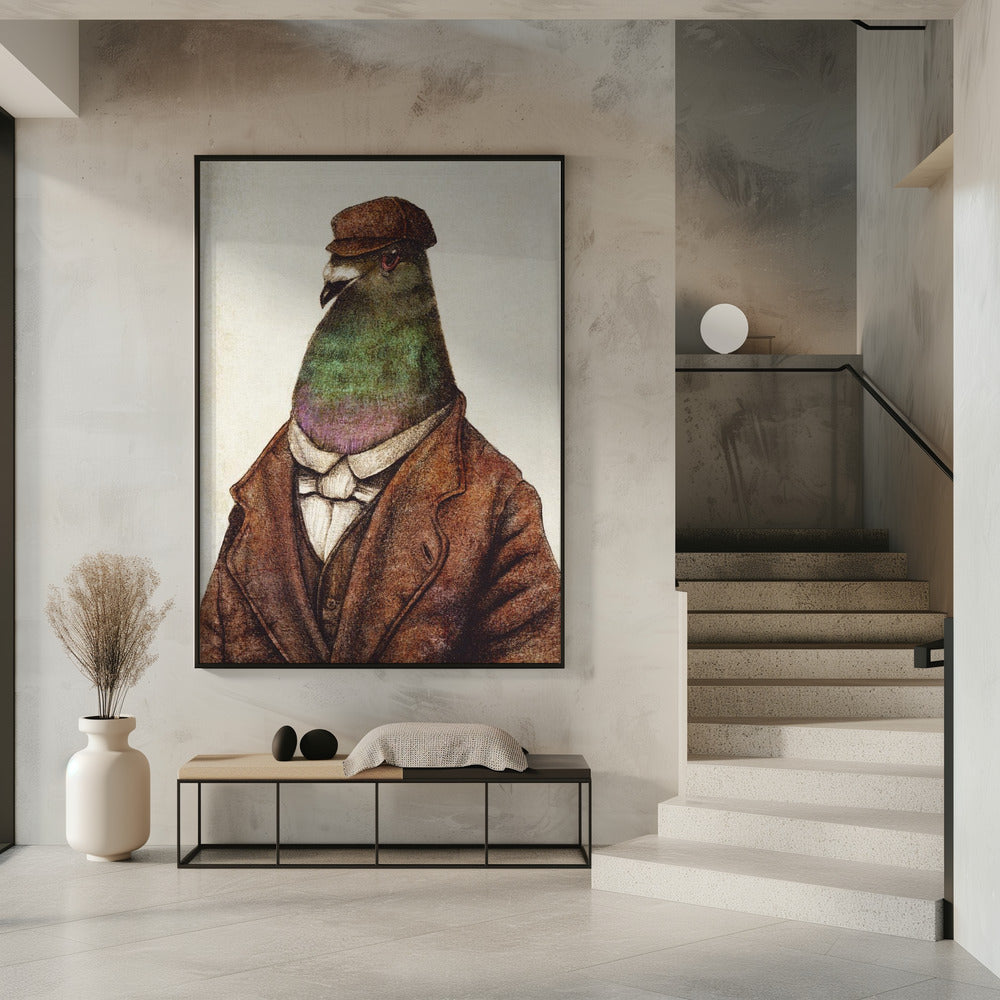 Taube in Vintage-Kleidung | Poster