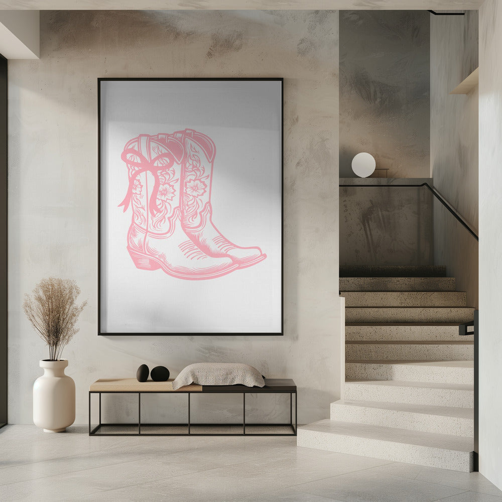 Pink Cowgirl Boots with Bow | Poster