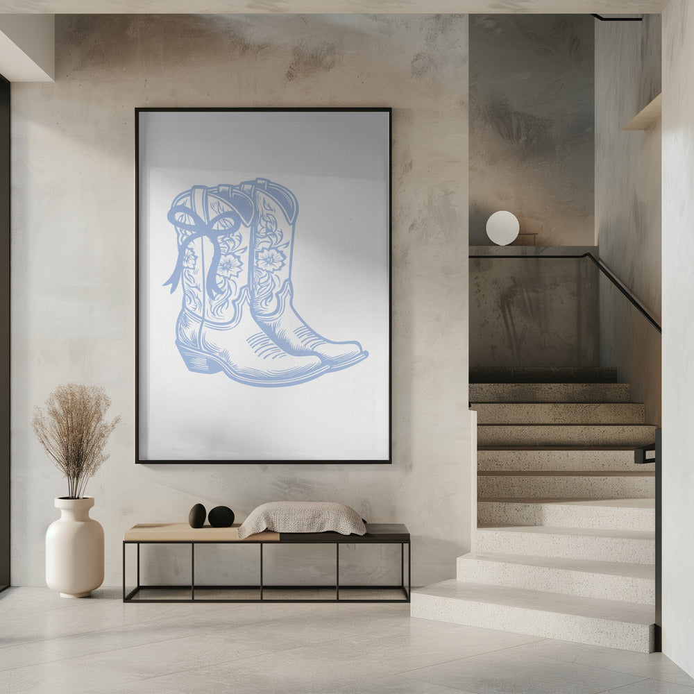 Hellblaue Cowgirlstiefel mit Schleife | Poster