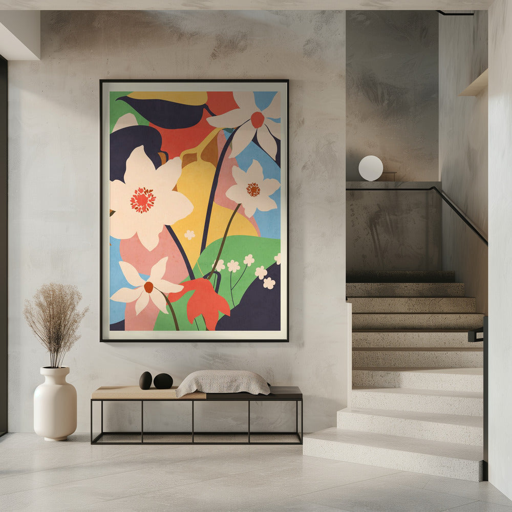 Abstrakte Kunst Landschaft Blumen | Poster