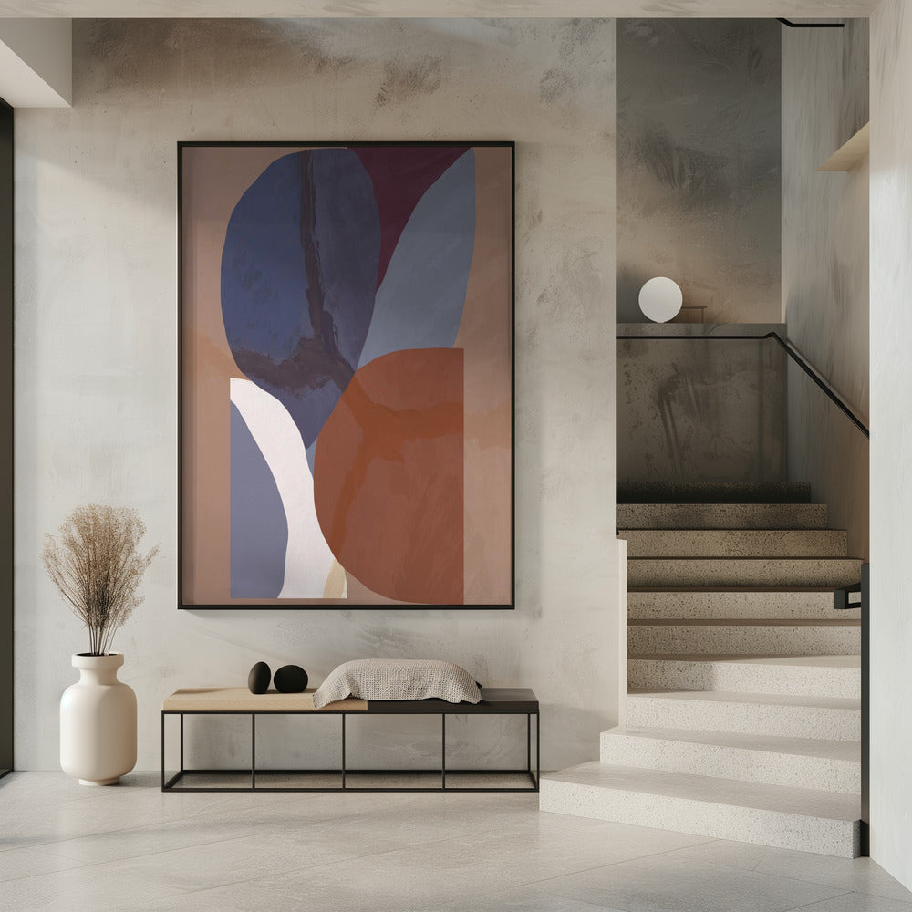 Geometrische Formen in gedämpften, bunten Tönen | Poster