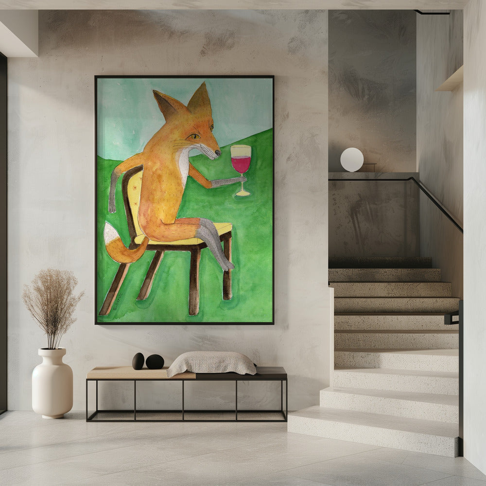 Herr Fuchs trinkt Rotwein | Poster