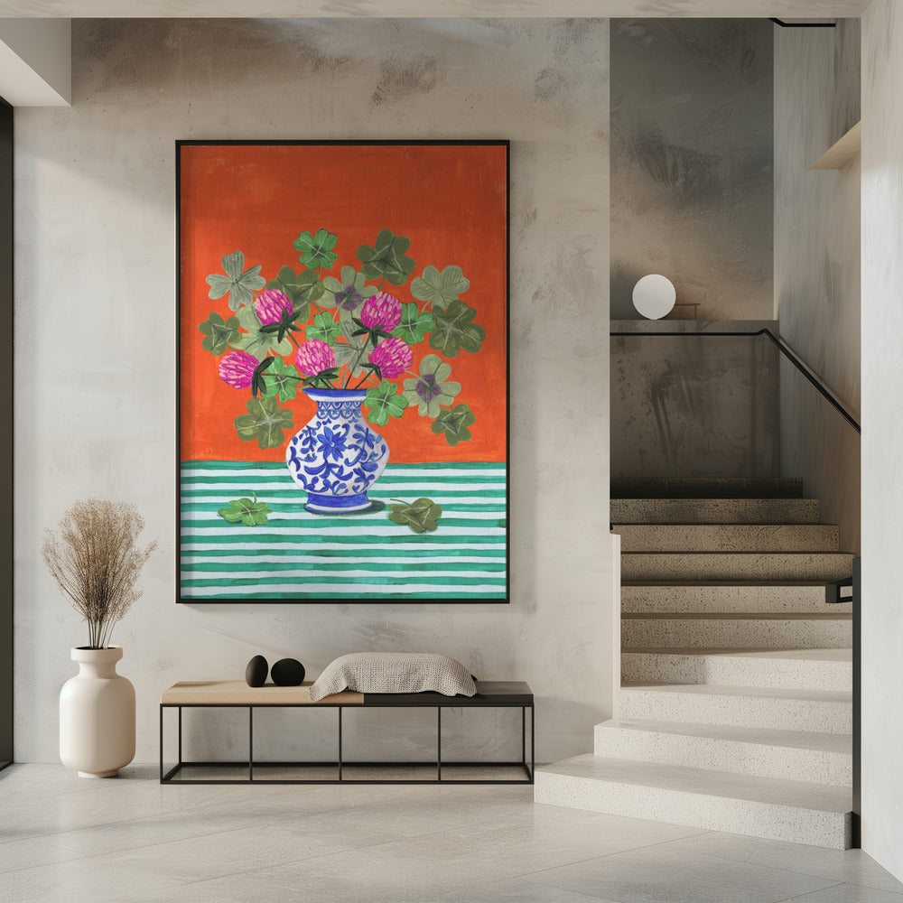 Clovers and Pink Blossoms | Poster