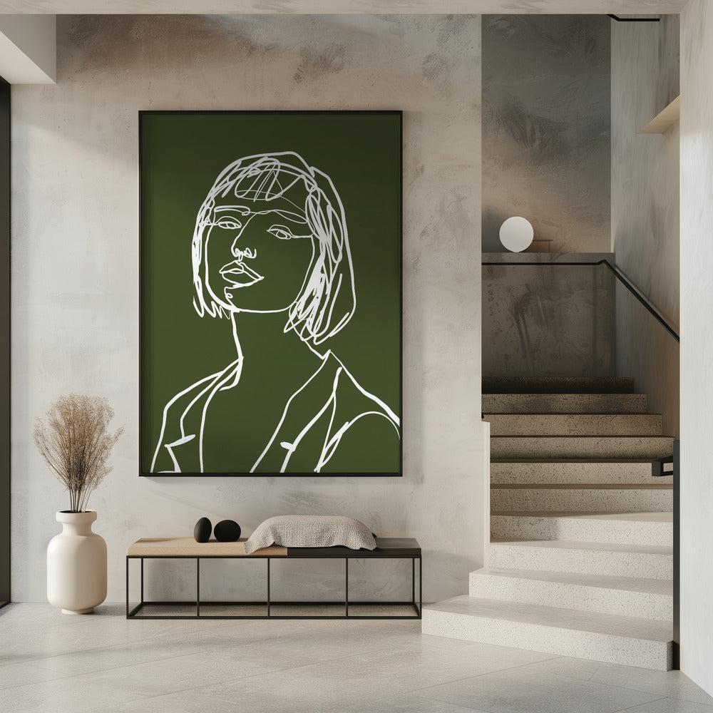 Line art female green | Poster